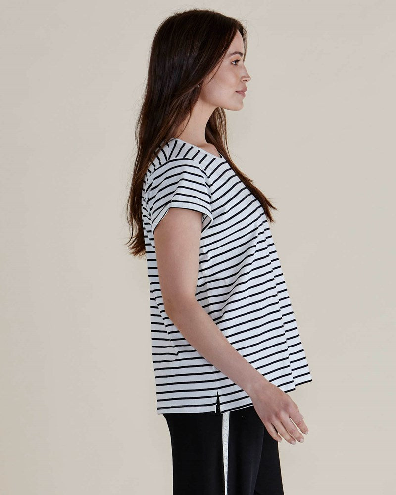 Caia Crew Tee - Black Stripe