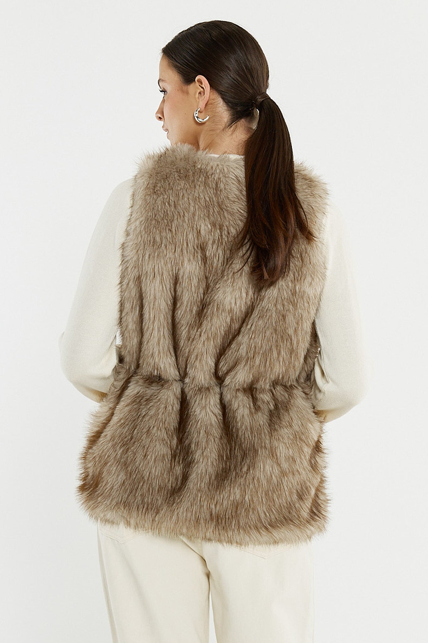 Riya Fur Gilet Fawn