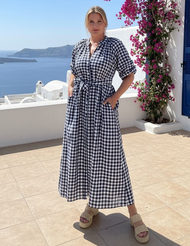 Navy Check Dress