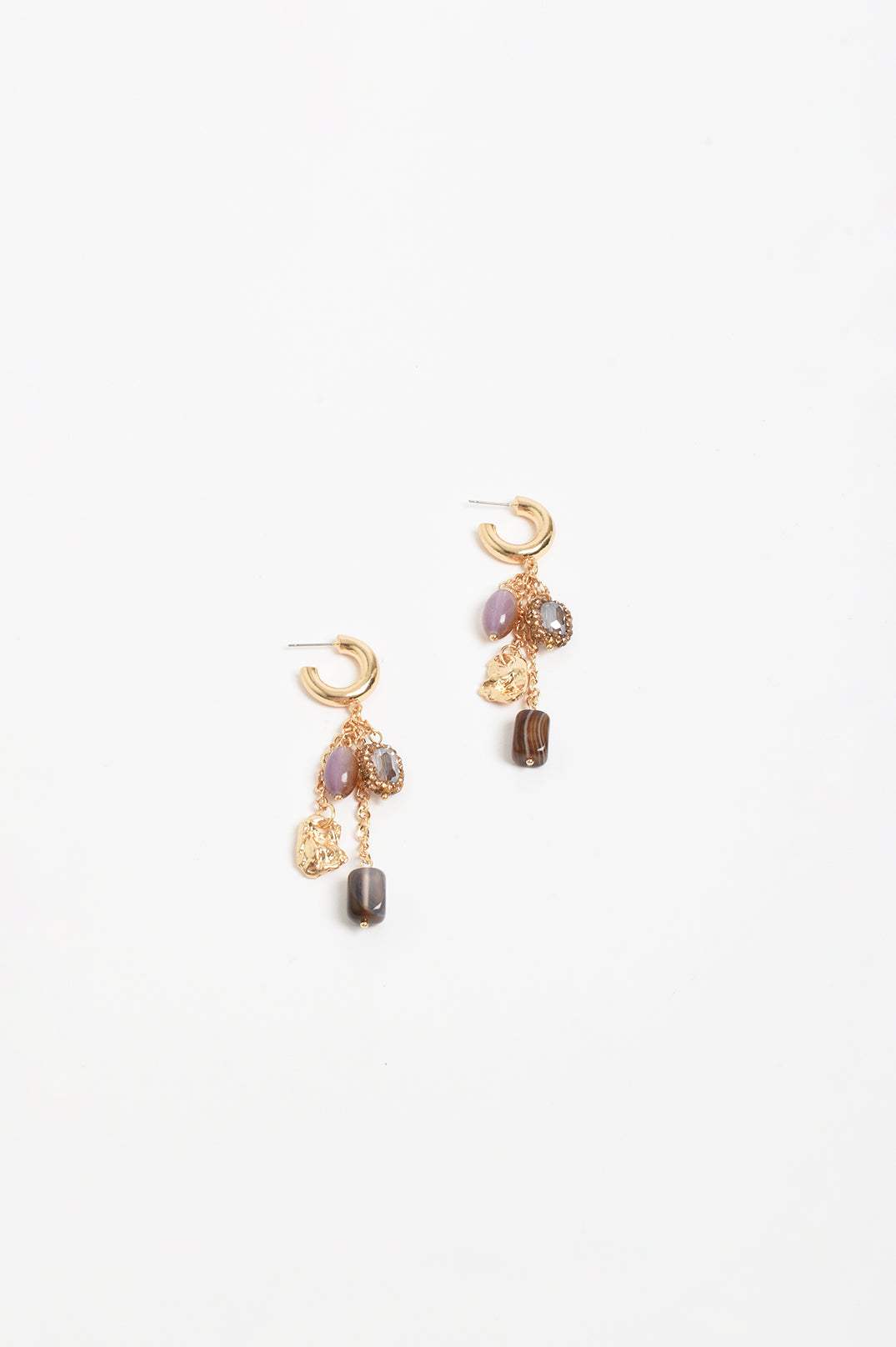 Mixed Material Cluster Drop Hoops Choc Pink
