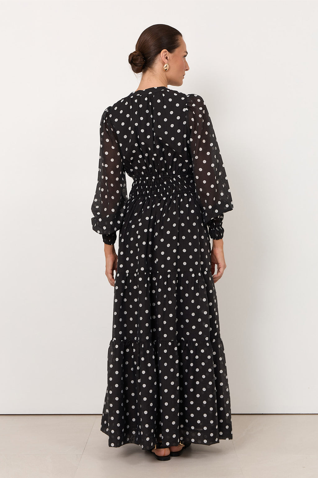 Violette Maxi Dress Black with White Spot