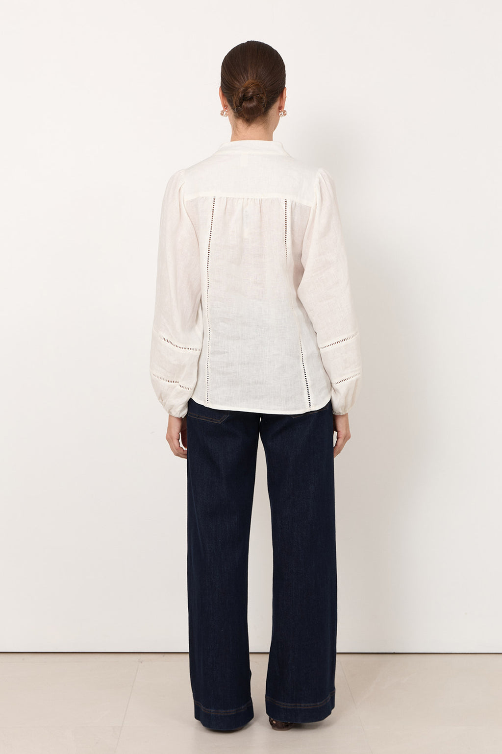 Juno Trim Detail Long Sleeve Top White