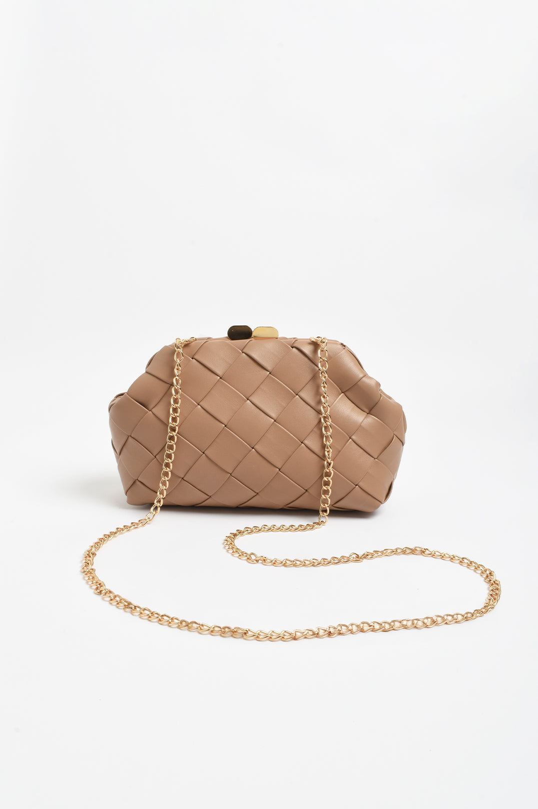 Amelia Weave Clutch Camel