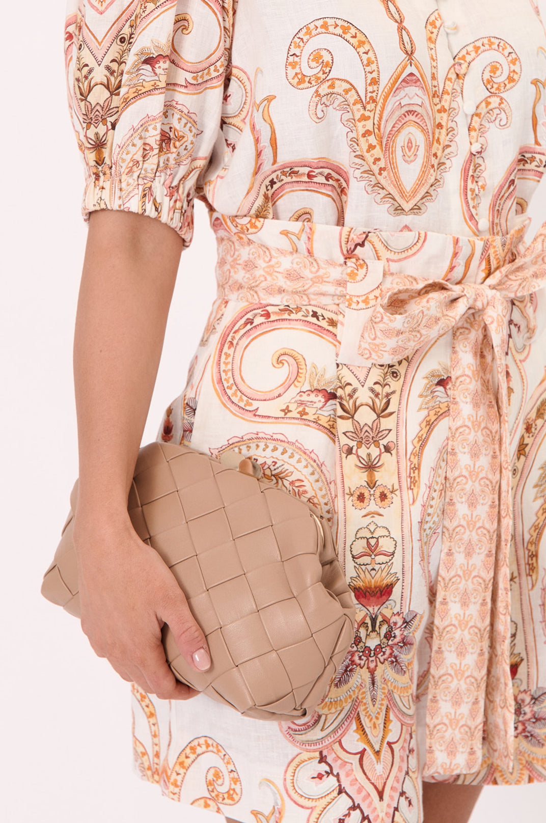 Amelia Weave Clutch Camel