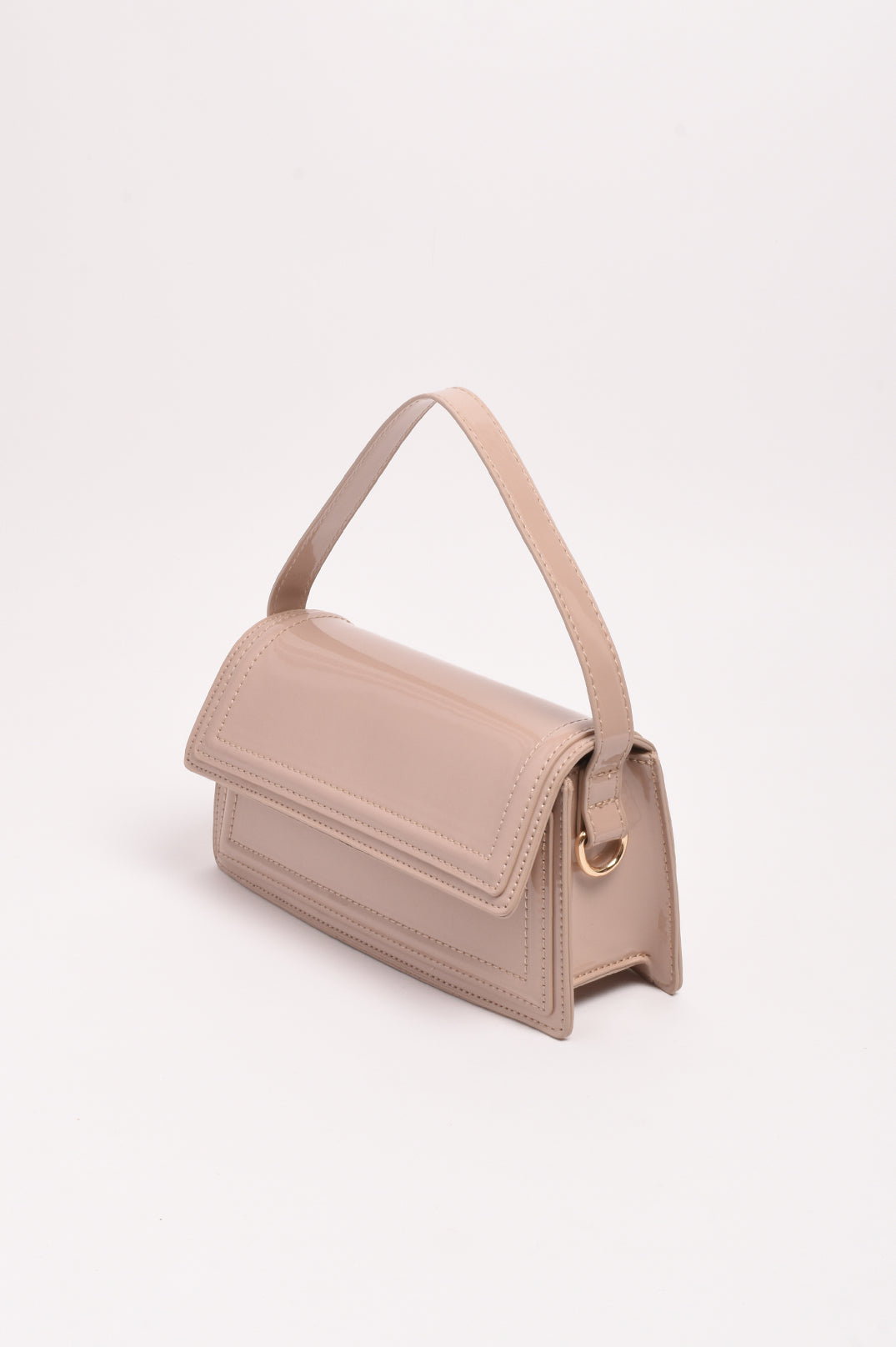 Ava High Shine Structures Small Bag Nude