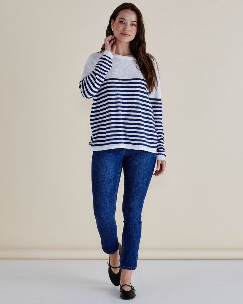 Natasha Knit Top White/Navy