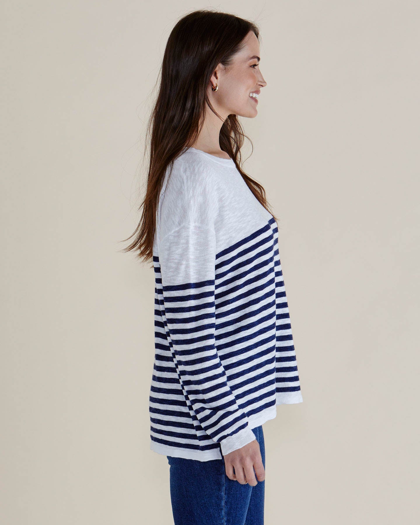 Natasha Knit Top White/Navy