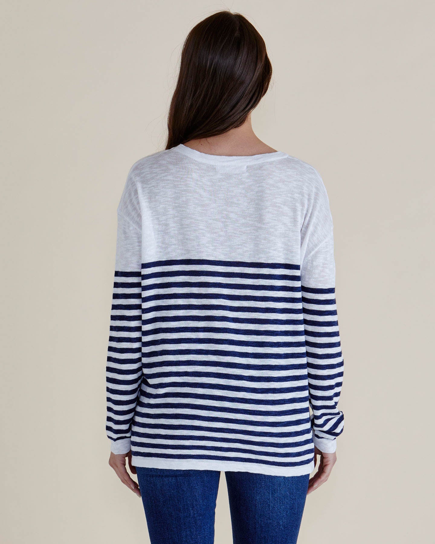 Natasha Knit Top White/Navy