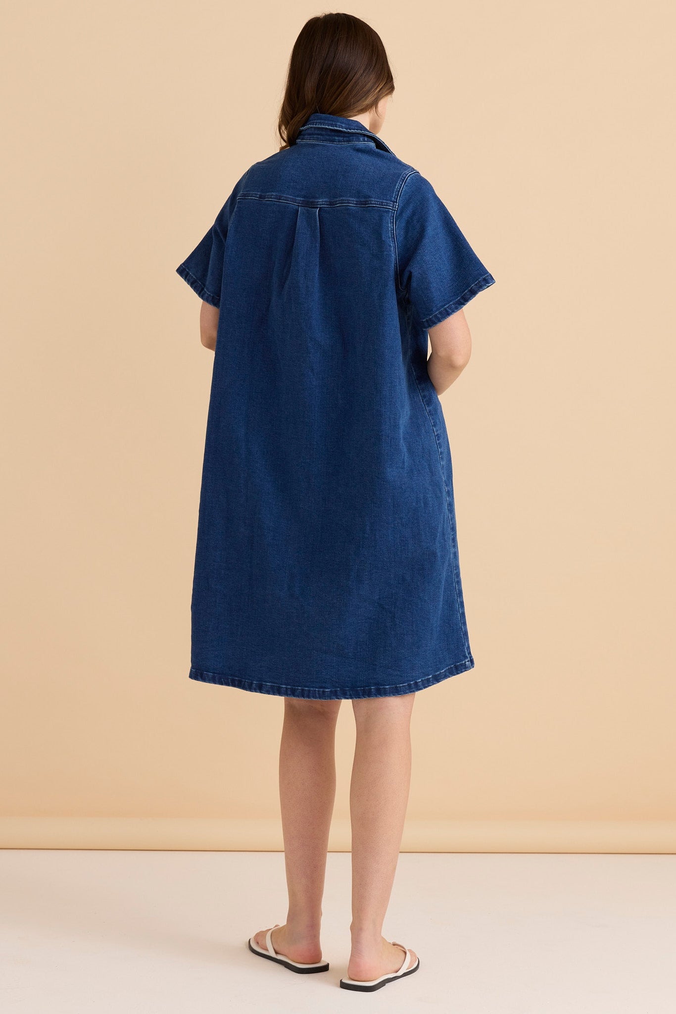 Shift Denim Shirt Dress - Dusty Print
