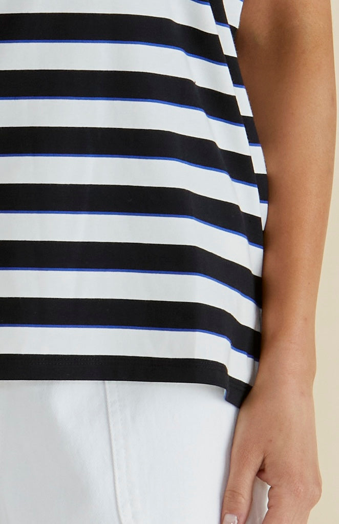 Caia Crew Tee Blue/ Black Stripe