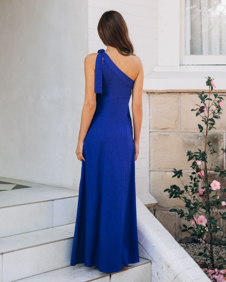 Electric Blue One Shoulder Maxi Dress