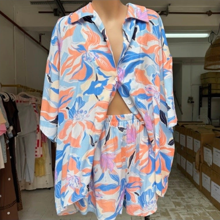 Floral Set Blue/Peach