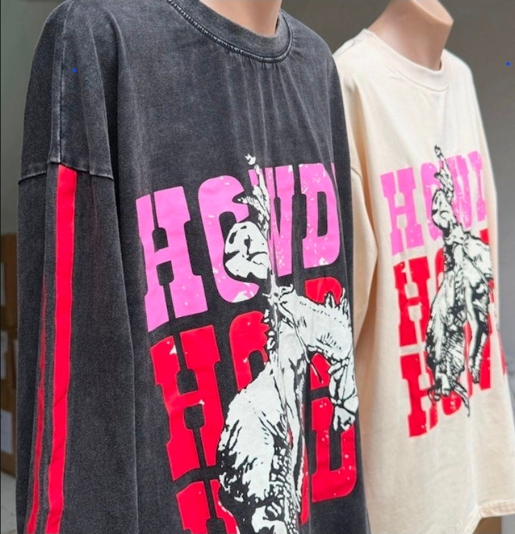 Howdy Long Sleeve Tee Black Wash