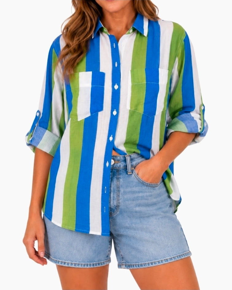 Fresh Feilds Shirt Blue/Olive/White