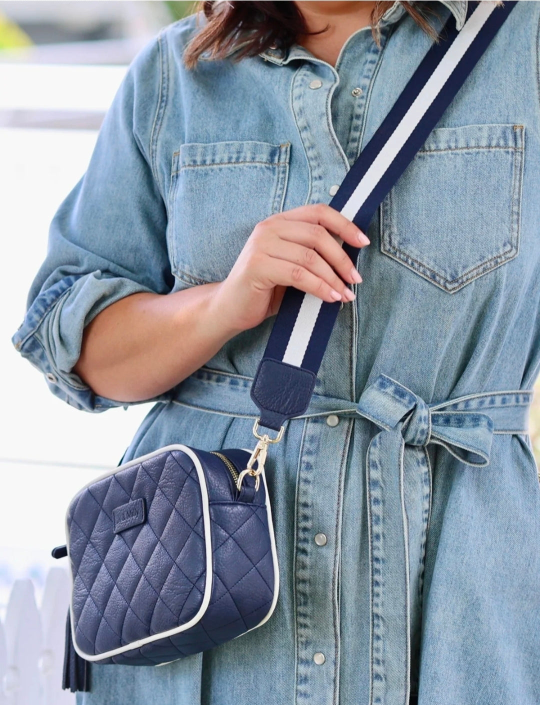 Sally Bag Navy Quilted