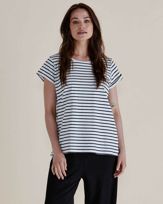 Caia Crew Tee - Black Stripe