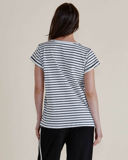 Caia Crew Tee - Black Stripe
