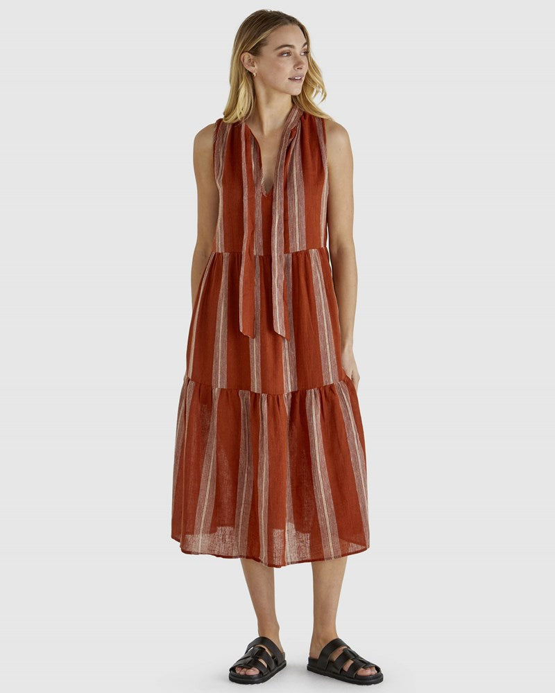 Izzy Dress Rust stripe