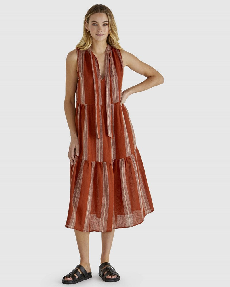 Izzy Dress Rust stripe
