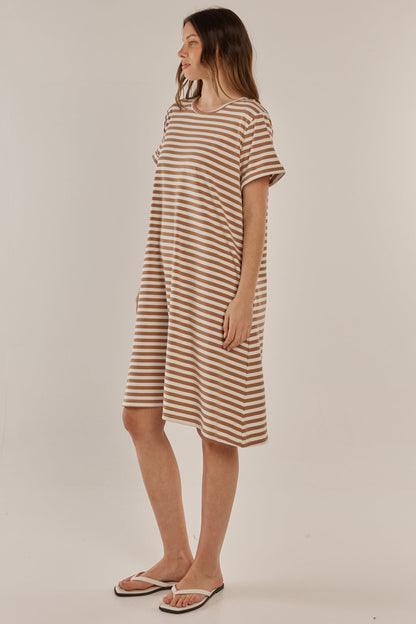 Rue Dress Beige Stripe