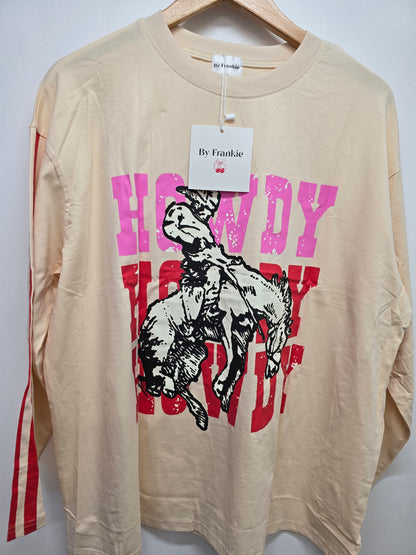 Howdy Long Sleeve Tee Beige