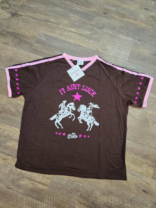 It Aint Luck Choc/Pink