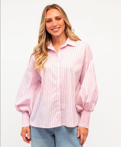 Light pink Shirt with Blue and White Stripe