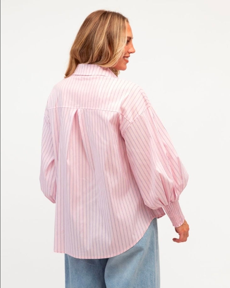 Light pink Shirt with Blue and White Stripe