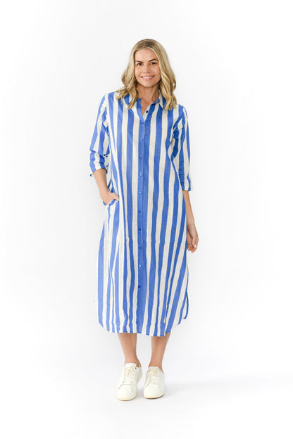 Sofia Shirt Dress Blue Stripe