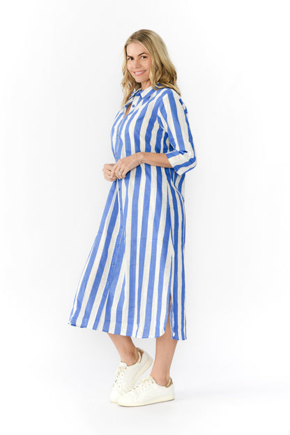 Sofia Shirt Dress Blue Stripe