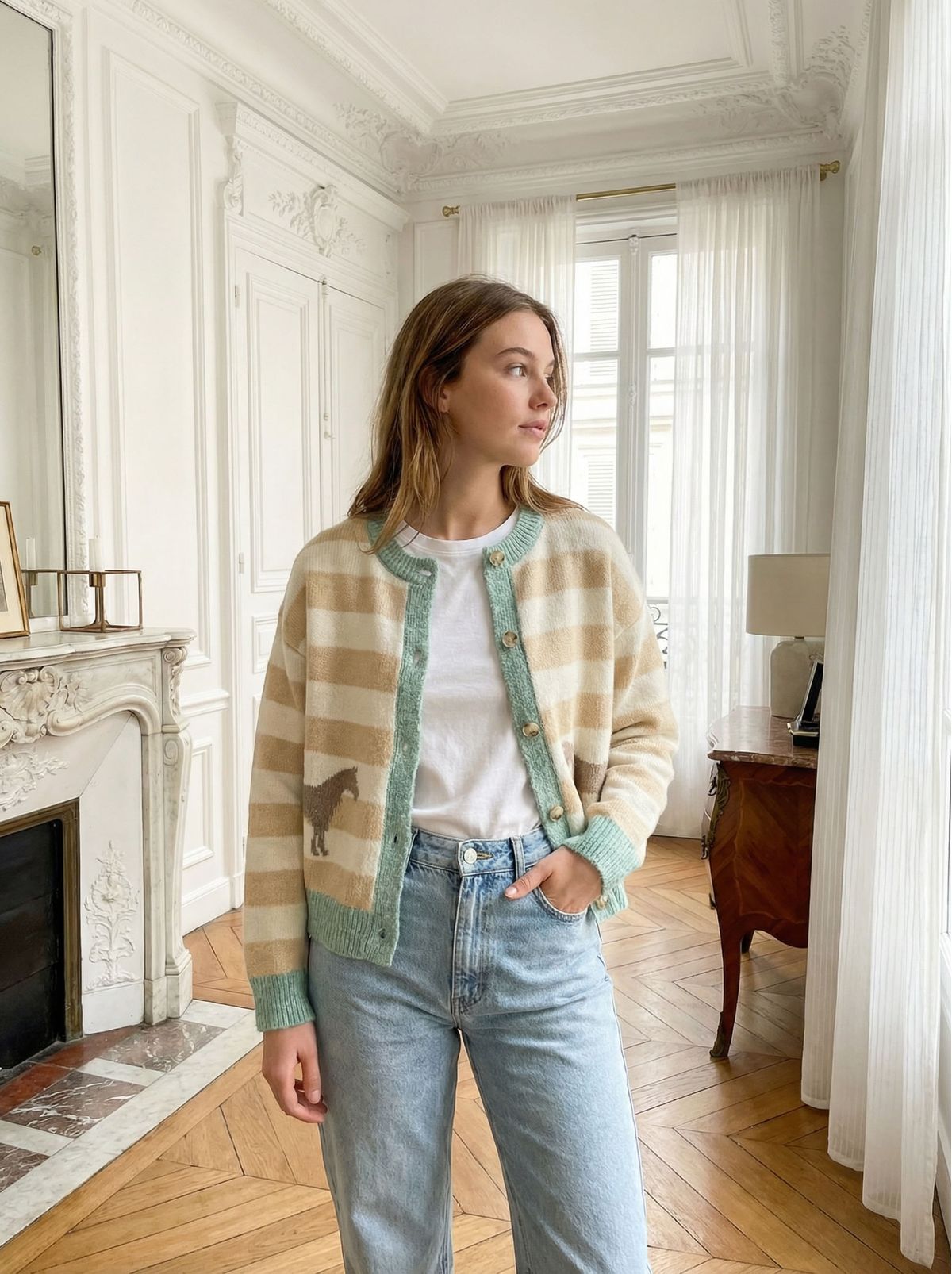 Horse Cardigan Mint
