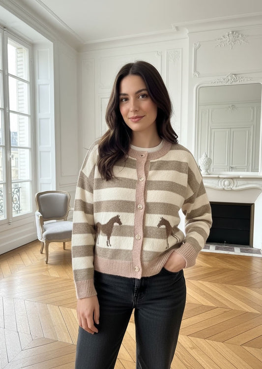 Horse Cardigan Mocha