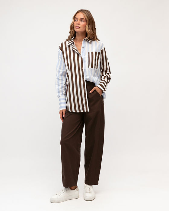 Emilia Shirt Blue/Choc Stripe