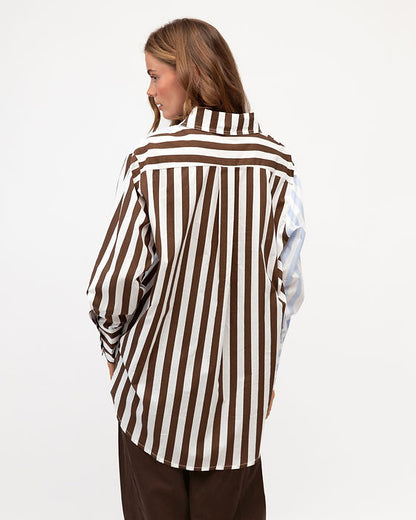 Emilia Shirt Blue/Choc Stripe