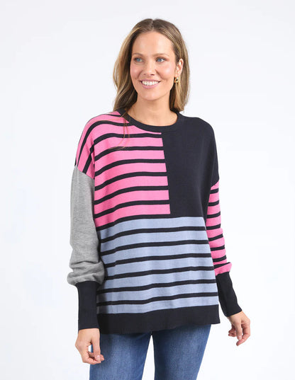 Effie Mixed Knit Navy/Pink/Blue