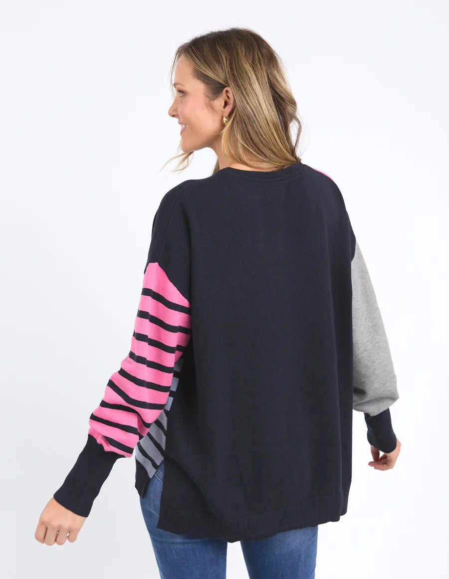 Effie Mixed Knit Navy/Pink/Blue