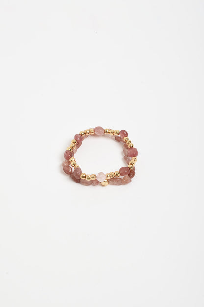 Stone Metal Mix Bracelet Set Pink