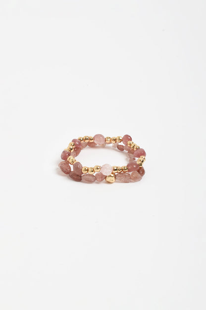 Stone Metal Mix Bracelet Set Pink