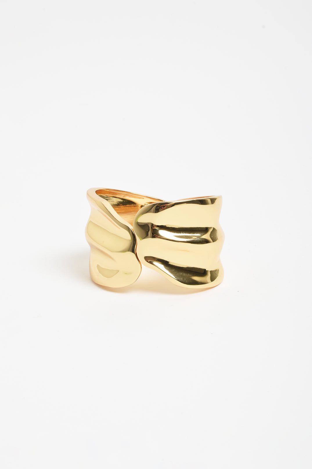 Hinged Metal Statement Wave Bangle Gold