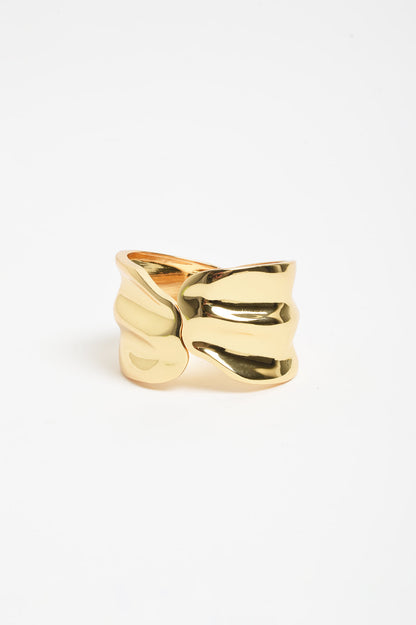 Hinged Metal Statement Wave Bangle Gold