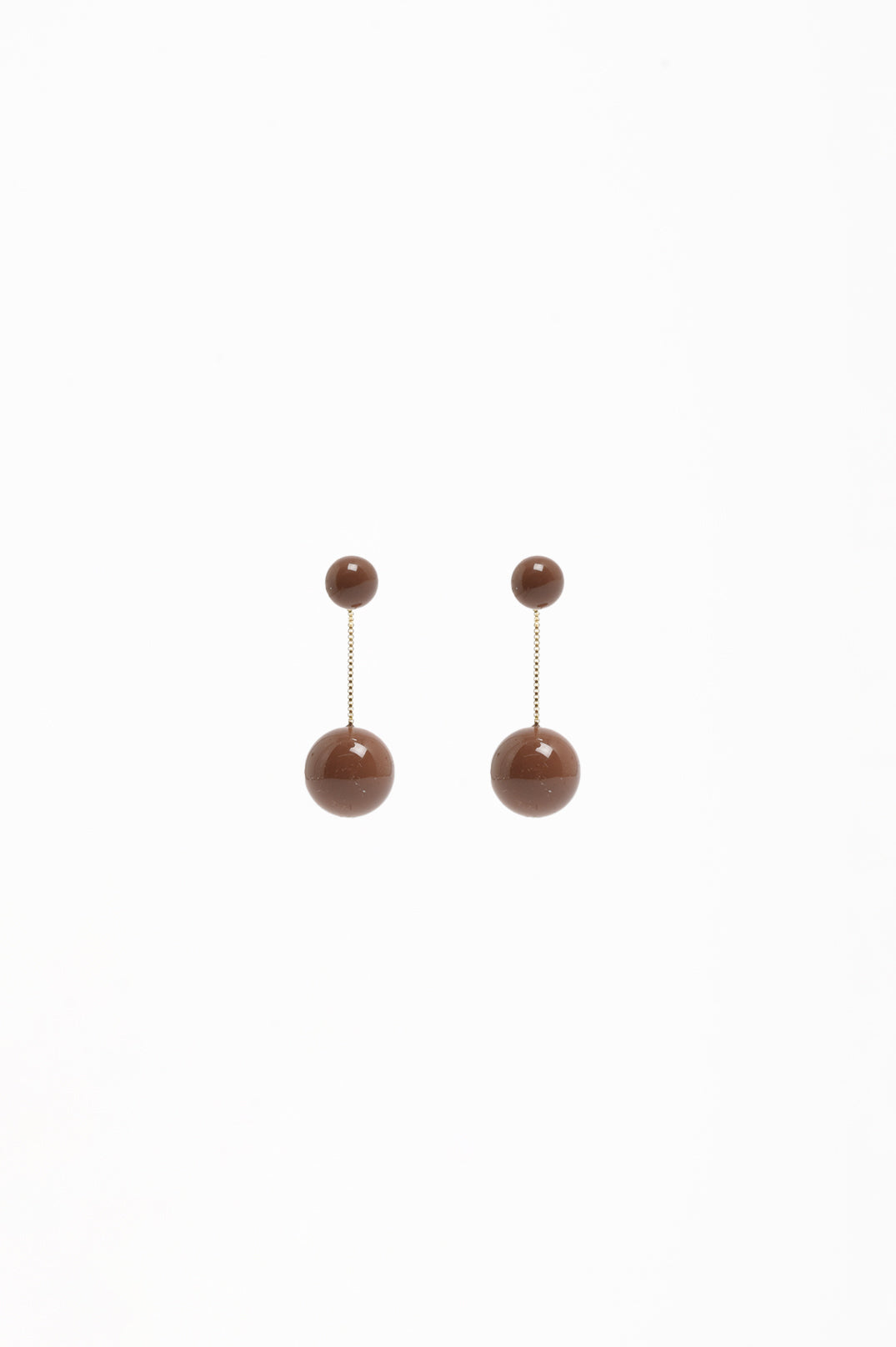 Two Part Resin Ball Event Earrings (Choc/Gold)