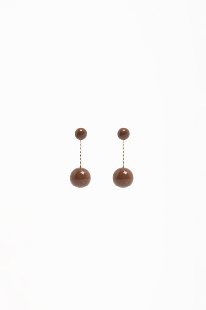 Two Part Resin Ball Event Earrings (Choc/Gold)