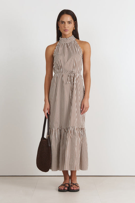 Rosa Stripe Maxi Dress Tan