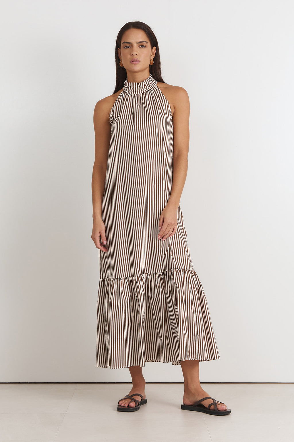 Rosa Stripe Maxi Dress Tan