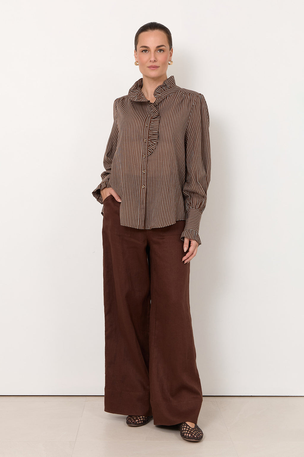 Maeve Stripe Shirt Chocolate