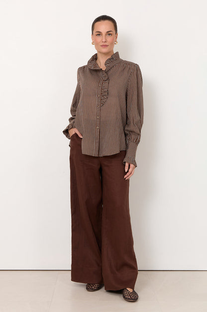 Maeve Stripe Shirt Chocolate