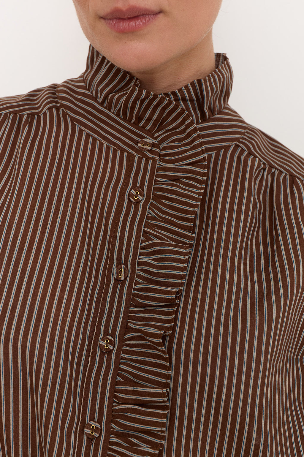 Maeve Stripe Shirt Chocolate