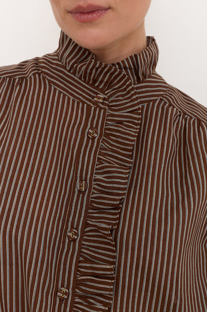 Maeve Stripe Shirt Chocolate