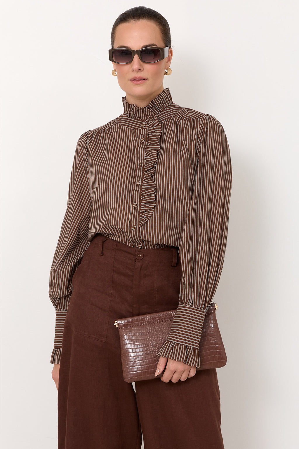 Maeve Stripe Shirt Chocolate