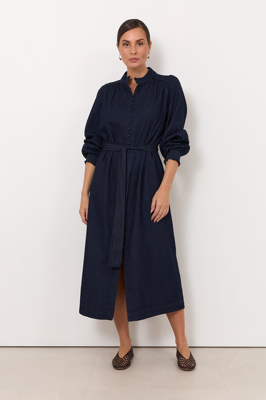 Lilian Lightweight Denim Midi Dress